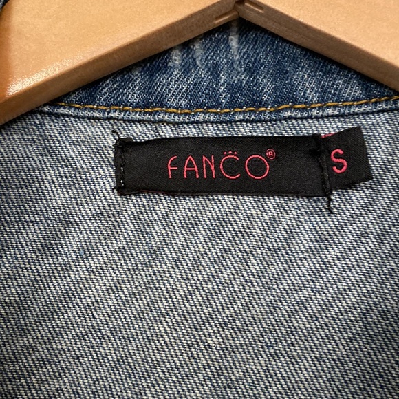Fanco Long Distressed Denim Jacket with Graffiti & Embroidered Floral Detail - Picture 4 of 6